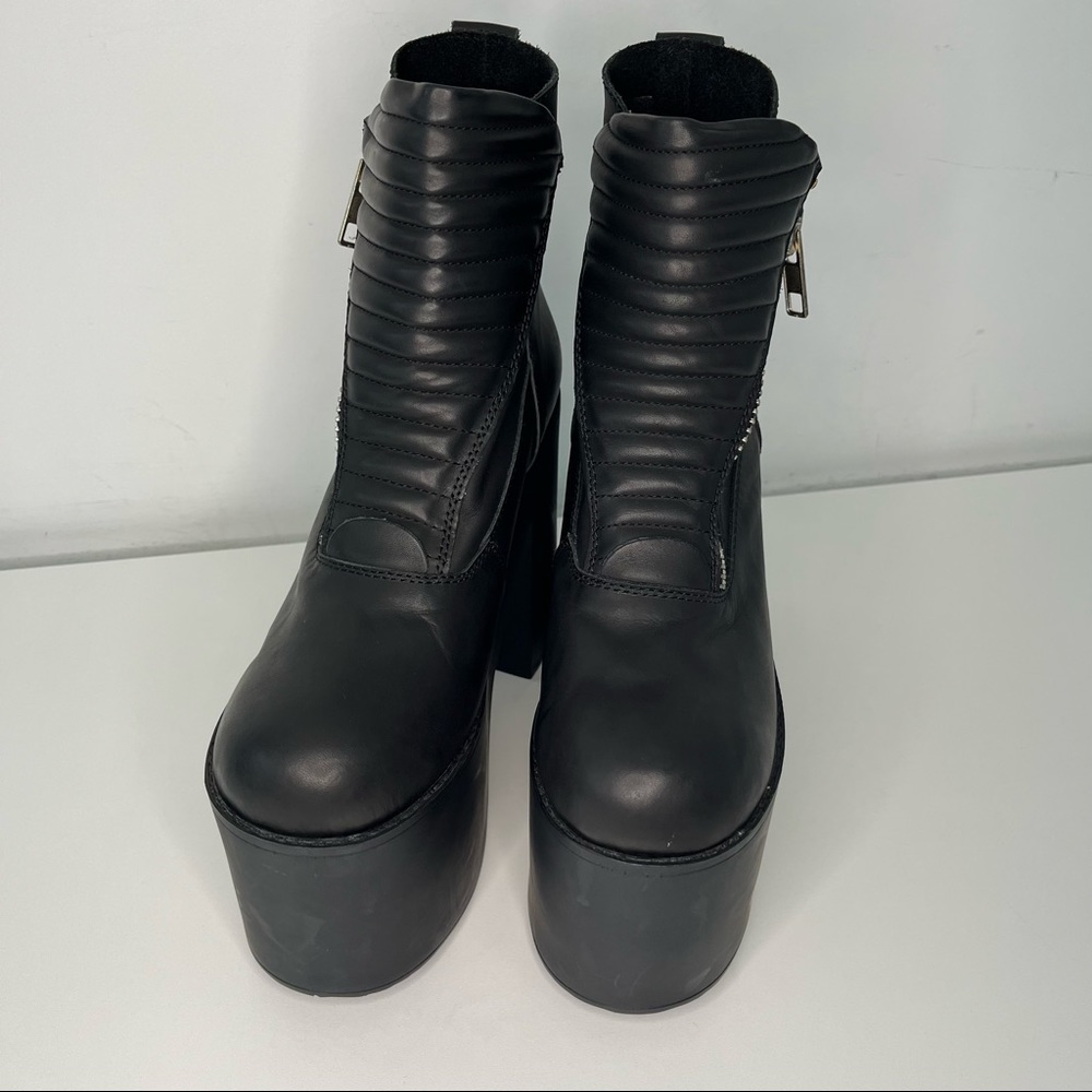 Unif Neo Platform Boots In Black Leather Size 6 Gem